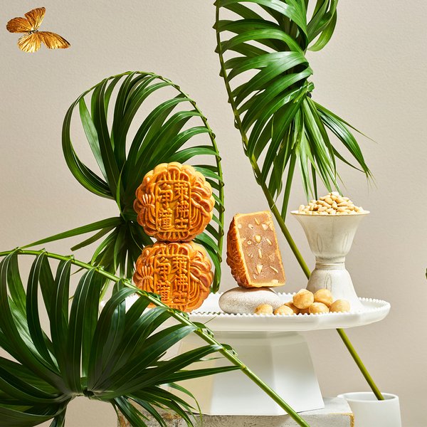 Pine Nuts, Macadamia Nuts and White Lotus Paste Baked Mooncake